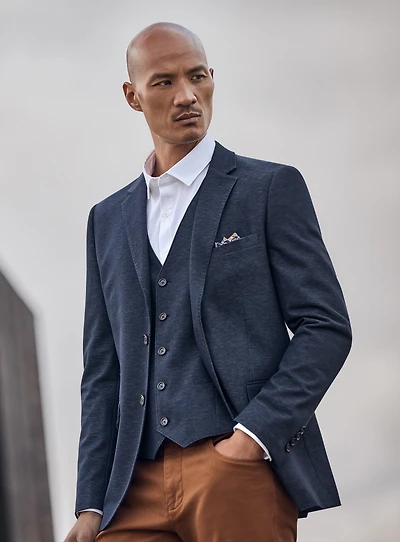 Micro Textured Navy Sport Jacket