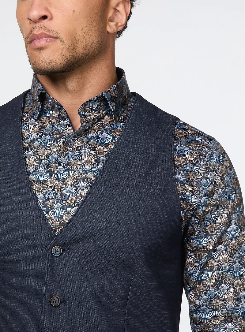 Micro Textured Navy Vest
