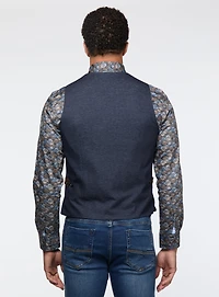 Micro Textured Navy Vest