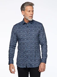 Chemise marine à imprimé de fleurs multiples