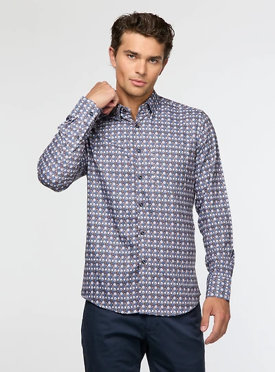 Feather Pattern Microfiber Shirt