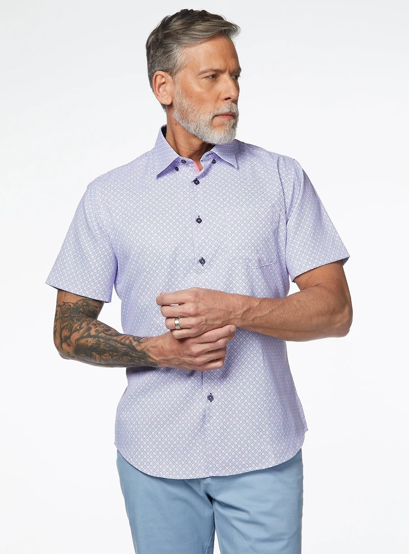 Chemise extensible à micro carreaux