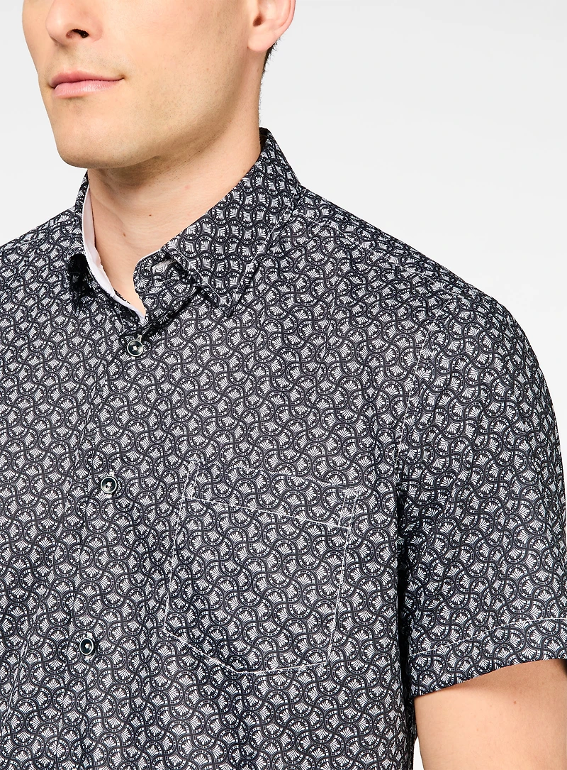 Mosaic Print Black Shirt
