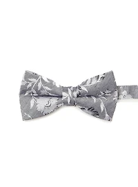 Flowers Print Silver Bow Tie