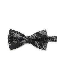 Noeud papillon noir à fleurs argentés
