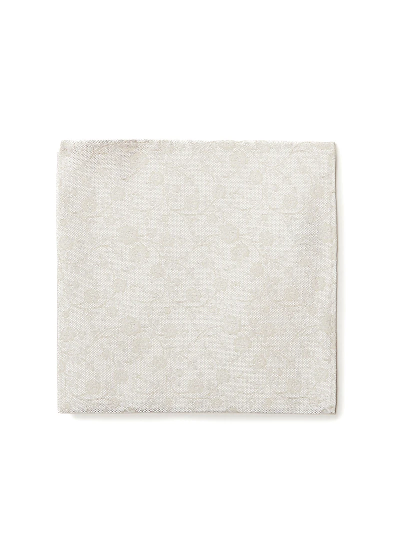 Mouchoir de poche beige à fleurs tonales