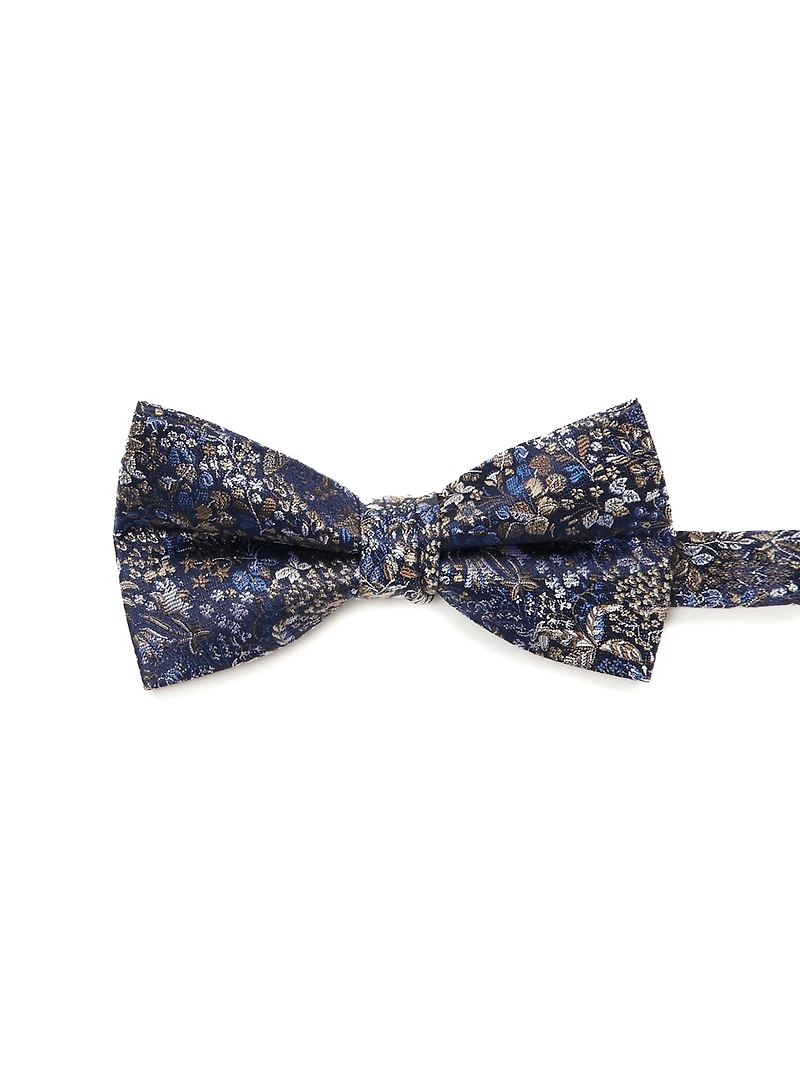 Cognac Flowers Navy Bow Tie