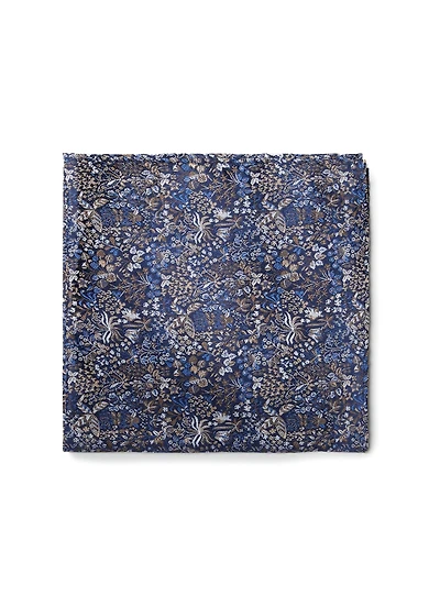Cognac Floral Navy Pocket Square