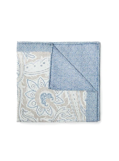 Paisley Blue Reversible Pocket Square