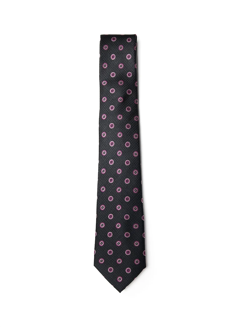 Two-Tone Pink Dots Black Tie