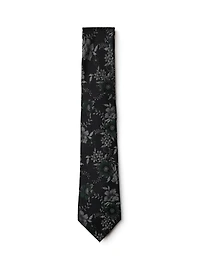 Black Tie With Green Flowers