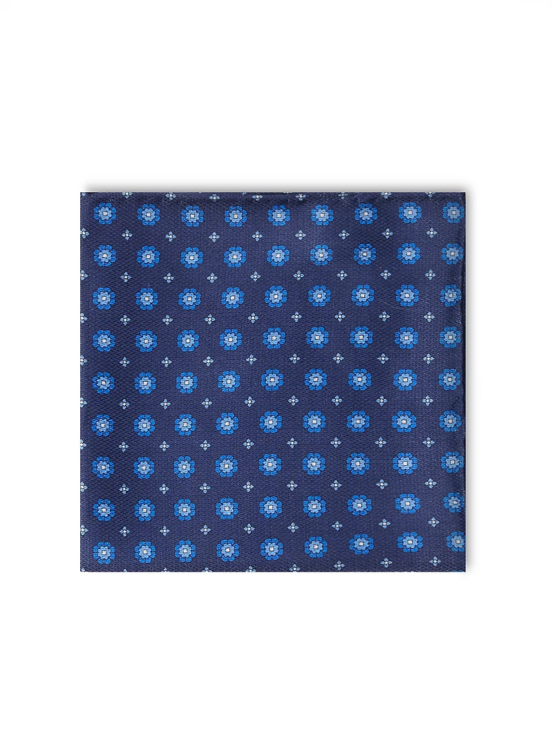 Mouchoir de poche bleu à micro médaillons