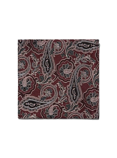 Burgundy Paisley Pocket Square