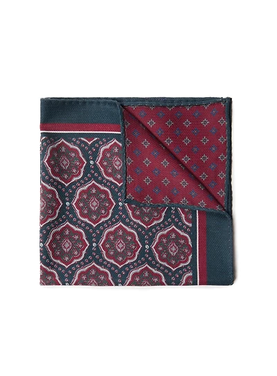 Mouchoir de poche réversible framboise à médaillons