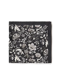 Black Floral Reversible Pocket Square