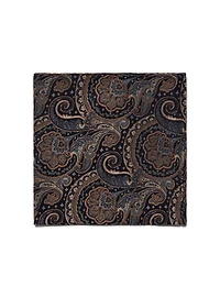 Blue and Cognac Paisley Pocket Square