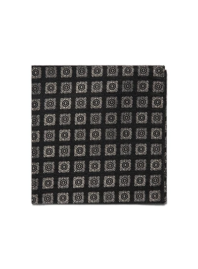Black Pocket Square with Silver Medallions