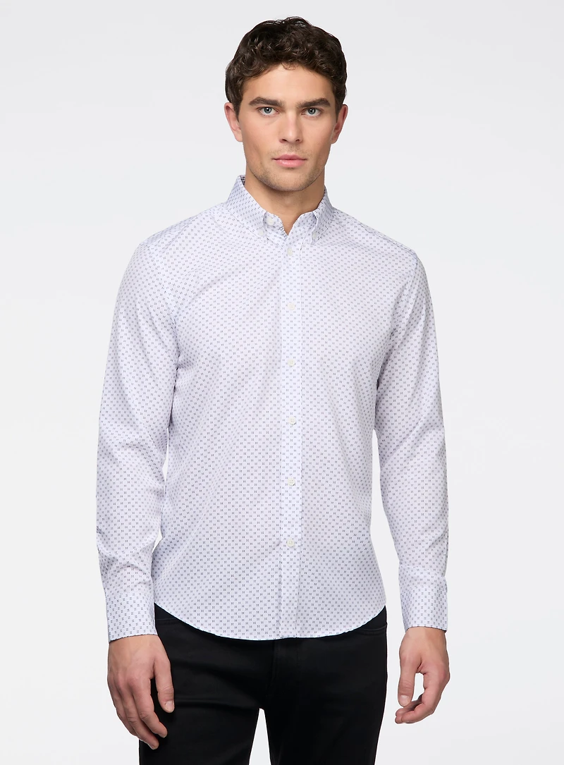 Chemise blanche à micro motif