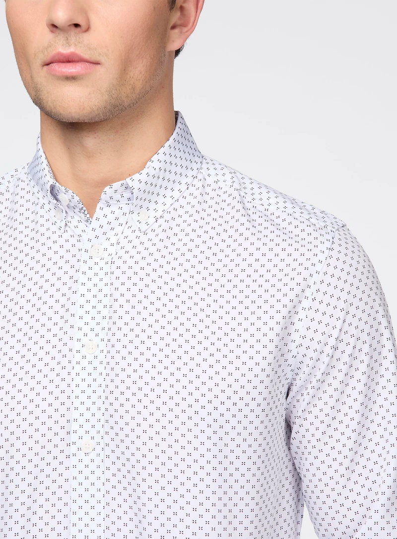 Chemise blanche à micro motif