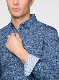 Chemise marine à micro fleurs