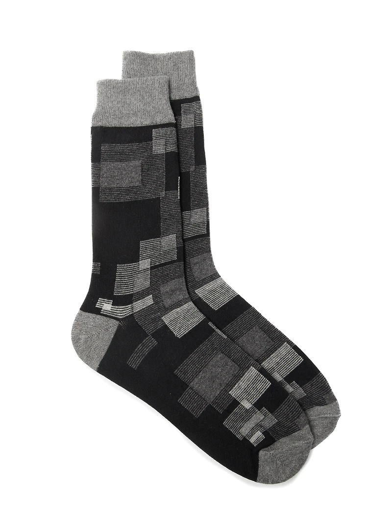 Chaussettes noires à carrés multiples