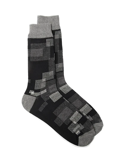 Chaussettes noires à carrés multiples