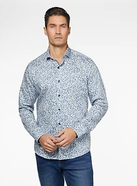 Micro Flowers Print Sateen Shirt