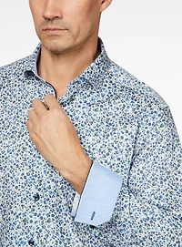 Micro Flowers Print Sateen Shirt