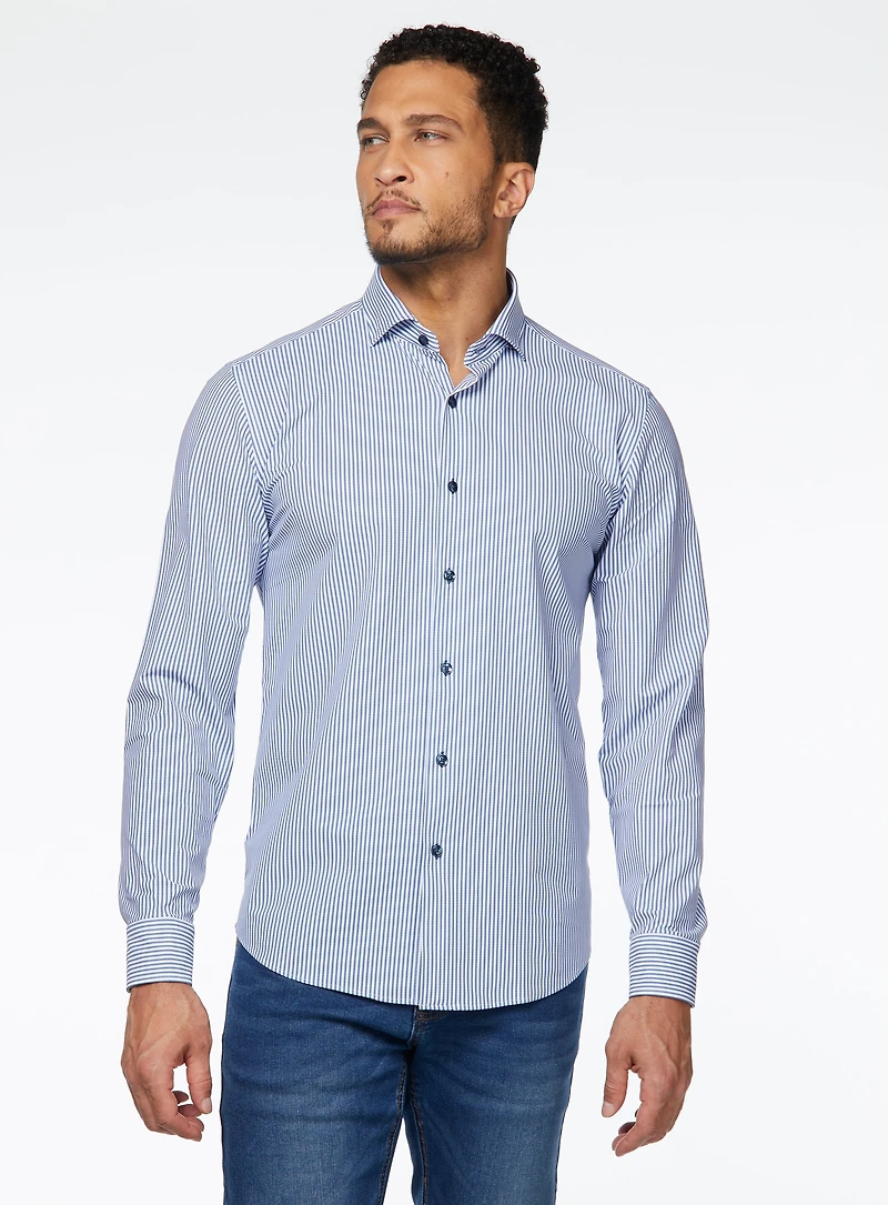 Chemise extensible à imprimé de micro-rayures