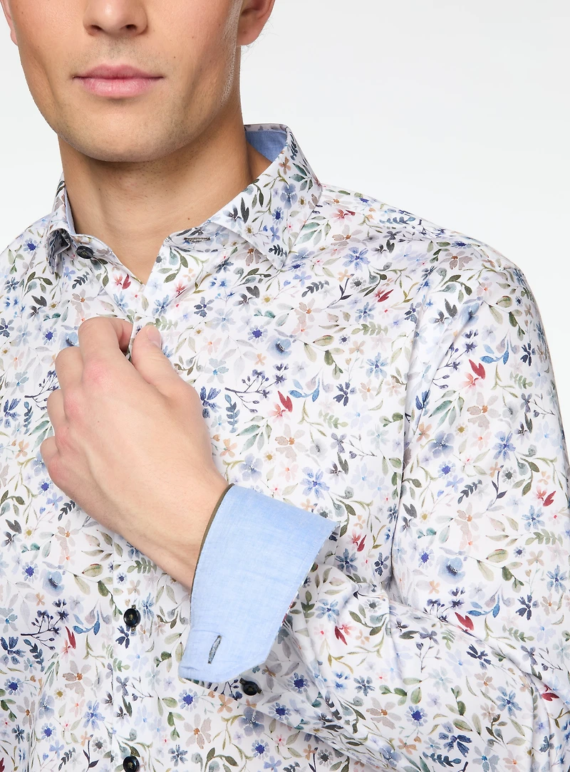 Chemise satinée à imprimé de prairie