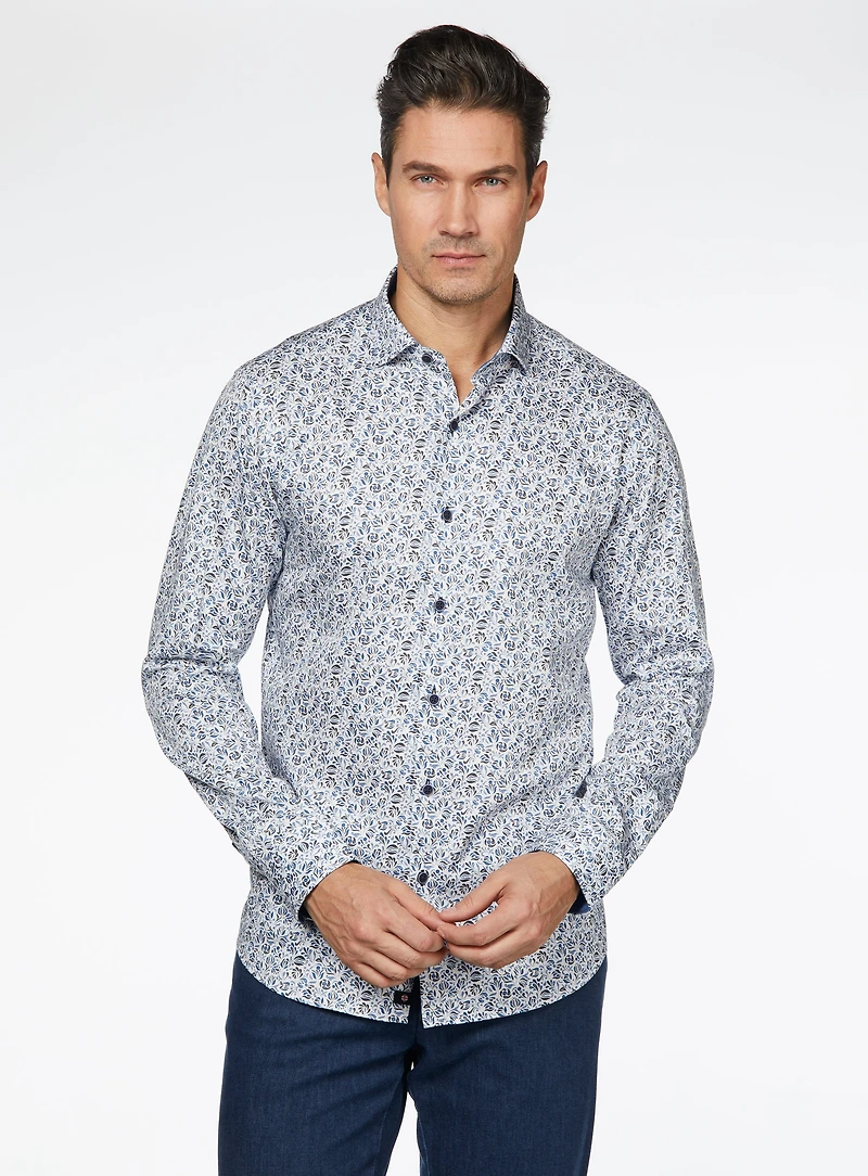 Chemise satinée à imprimé de tulipes