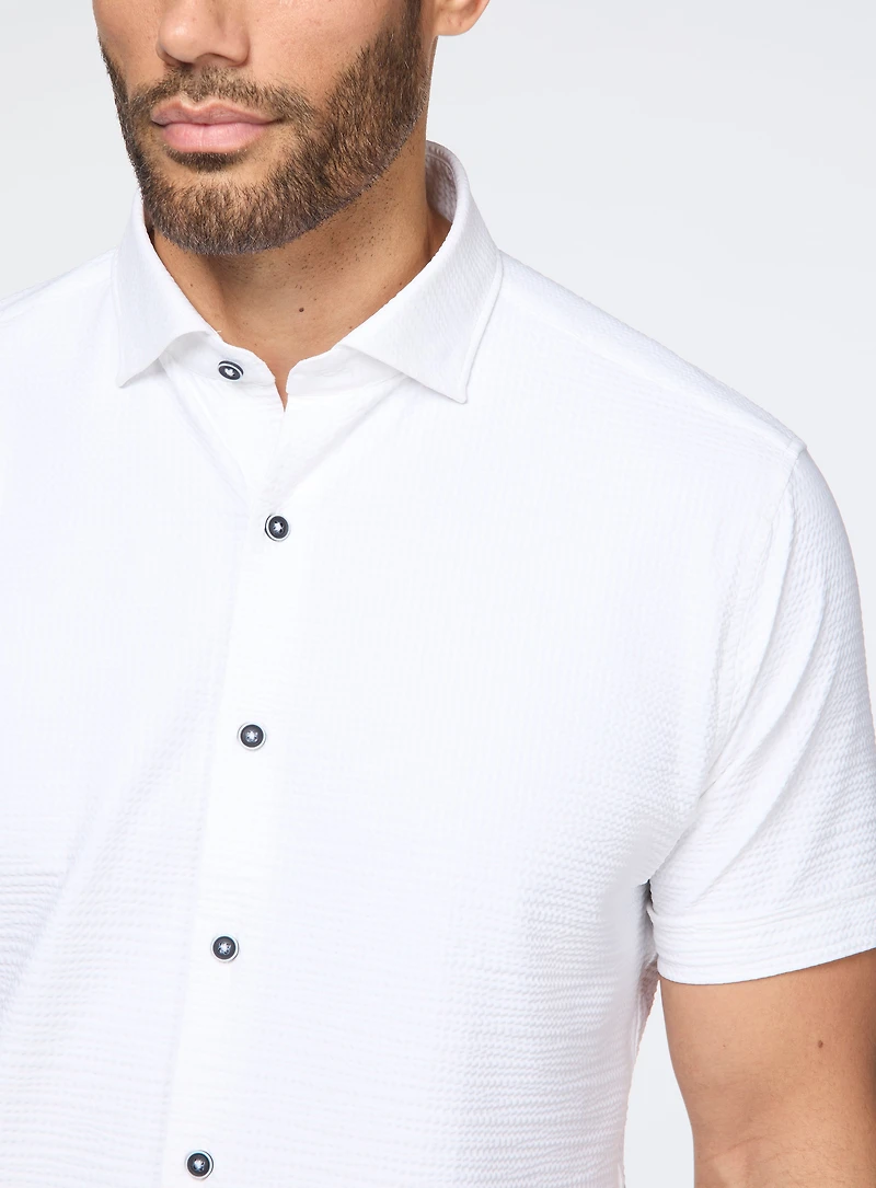 Waffle Textured Stretch Shirt