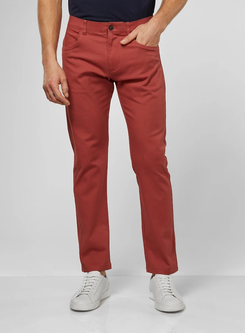 Elastic Waistband Raspberry Chino