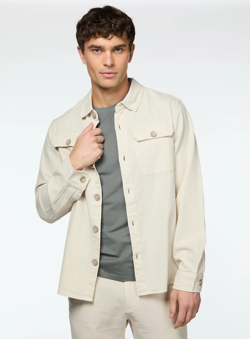 Surchemise beige en lin