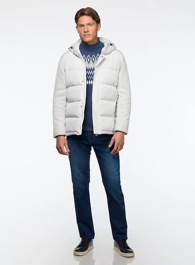 Quilted Coat with Knit Sleeves