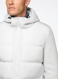 Quilted Coat with Knit Sleeves