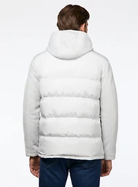 Quilted Coat with Knit Sleeves