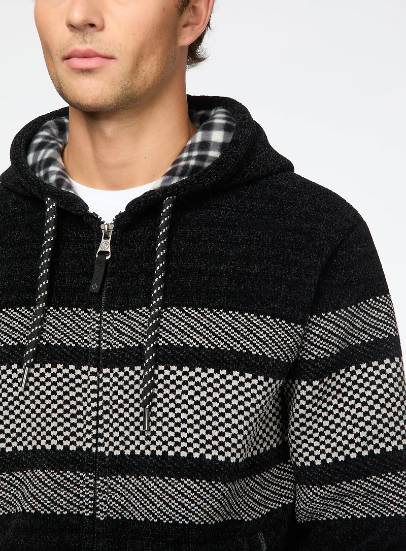 Cardigan noir à bandes larges