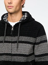 Cardigan noir à bandes larges