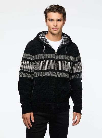 Cardigan noir à bandes larges