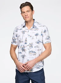 Beers Print Stretch Shirt