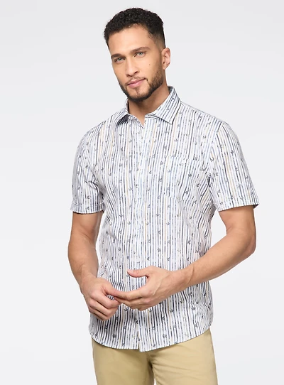Lines Print Stretch Shirt