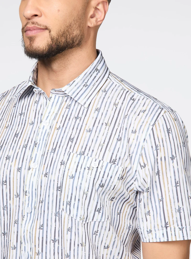 Lines Print Stretch Shirt