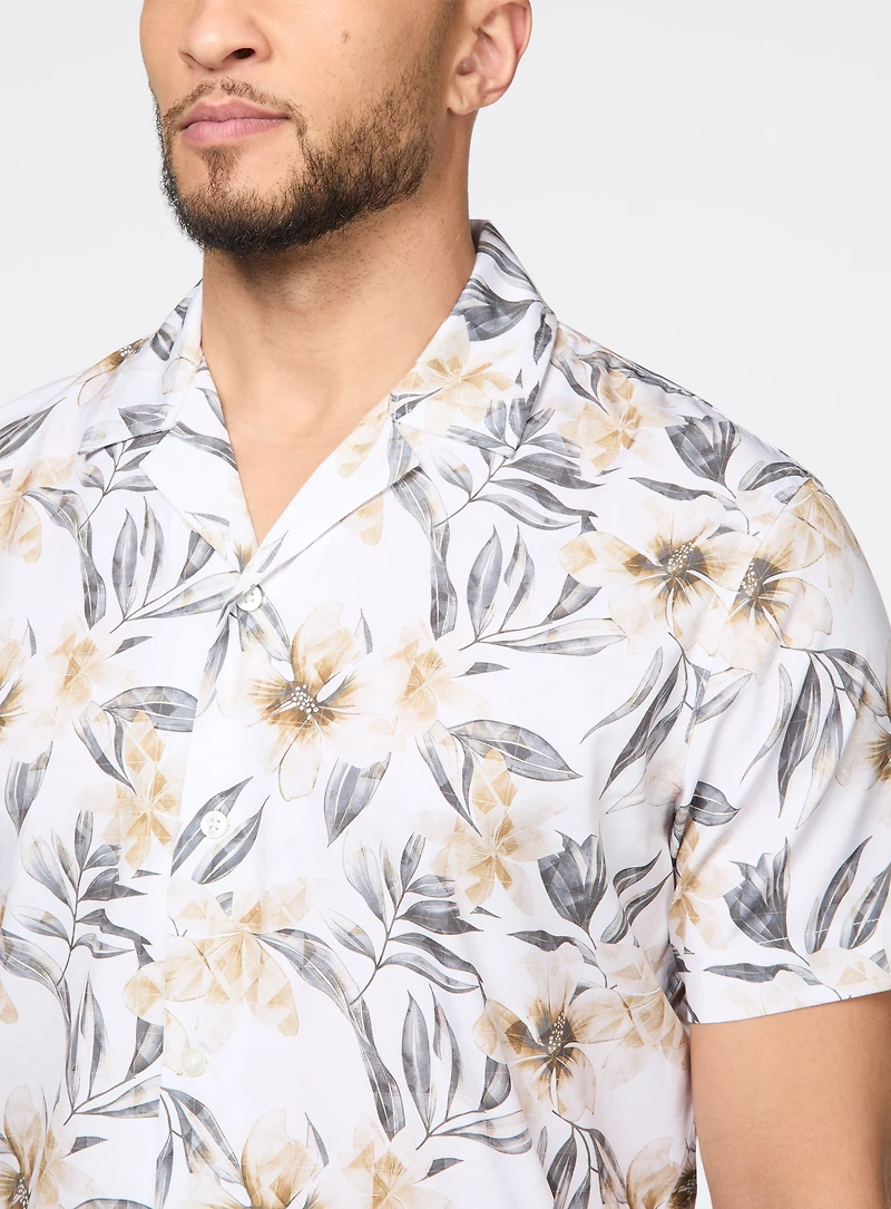 Chemise extensible à motif de grosses fleurs