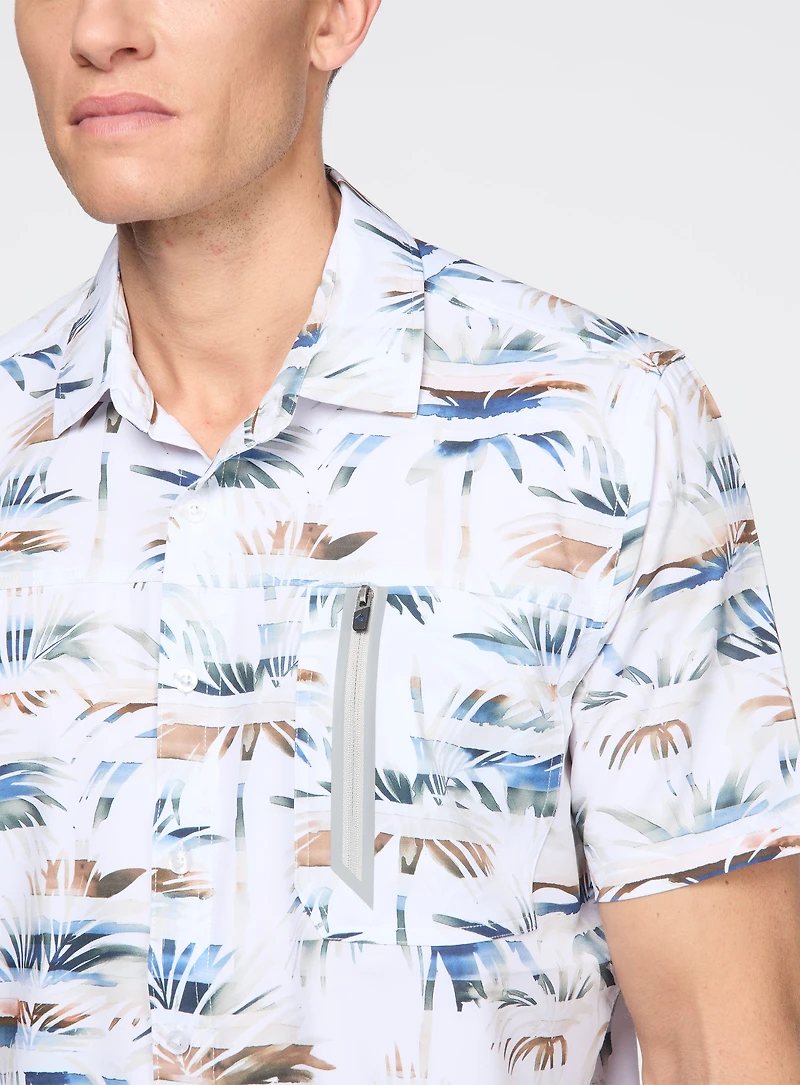 Chemise extensible à motif de palmiers
