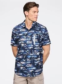 Palm Tree Print Stretch Shirt