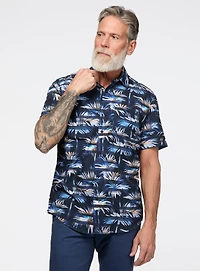 Palm Tree Print Stretch Shirt