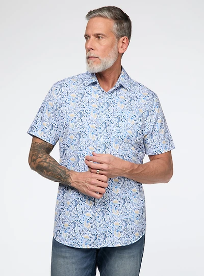 Fireworks Print Stretch Shirt