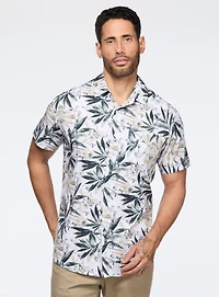 Leaf Print Stretch Shirt