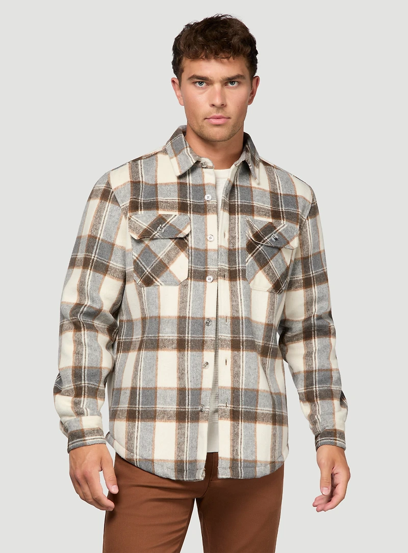 White and Grey Plaid Overshirt